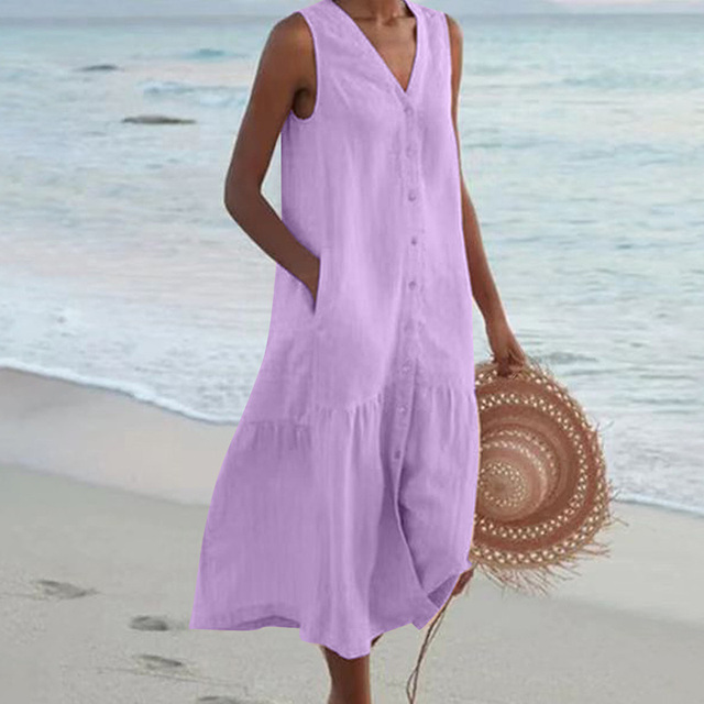 Sandrine | Leichte Sommerkleid – Eleganz und V-Ausschnitt