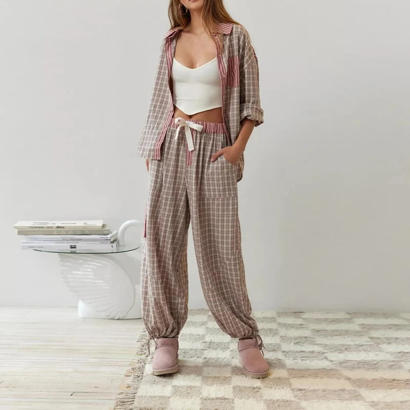 Charlotte | Pyjamas Bekväm Chic Med Ränder Och Rutor