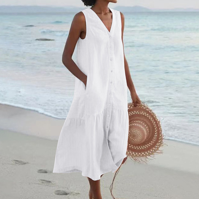 Sandrine | Leichte Sommerkleid – Eleganz und V-Ausschnitt