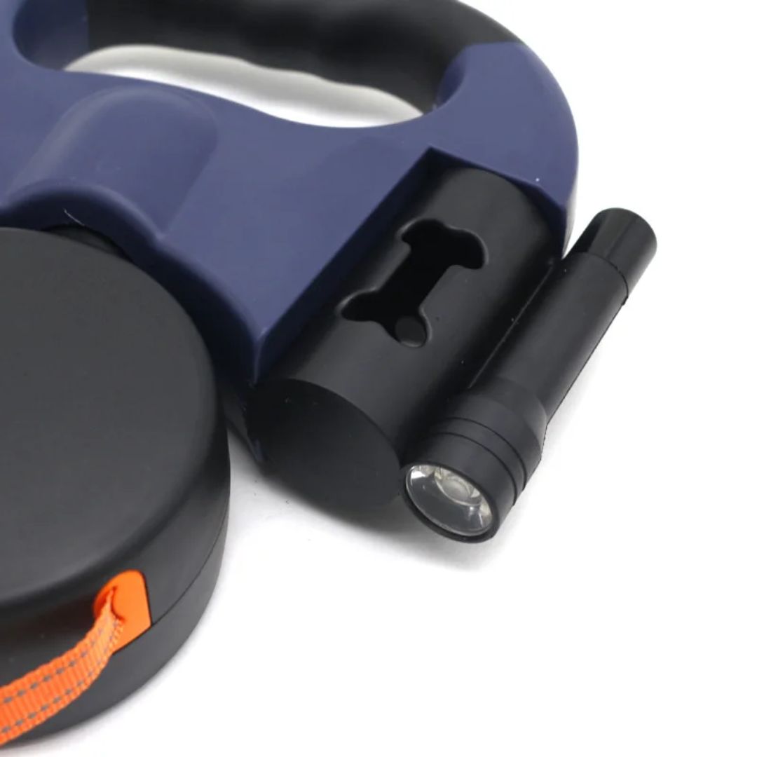 Hondenriem met Dubbele Retractie – Met LED-lamp en Zakjesdispenser