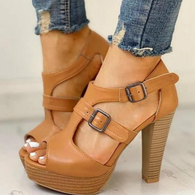 Marilou | Sandale Chic cu Platformă și Catarame Duble