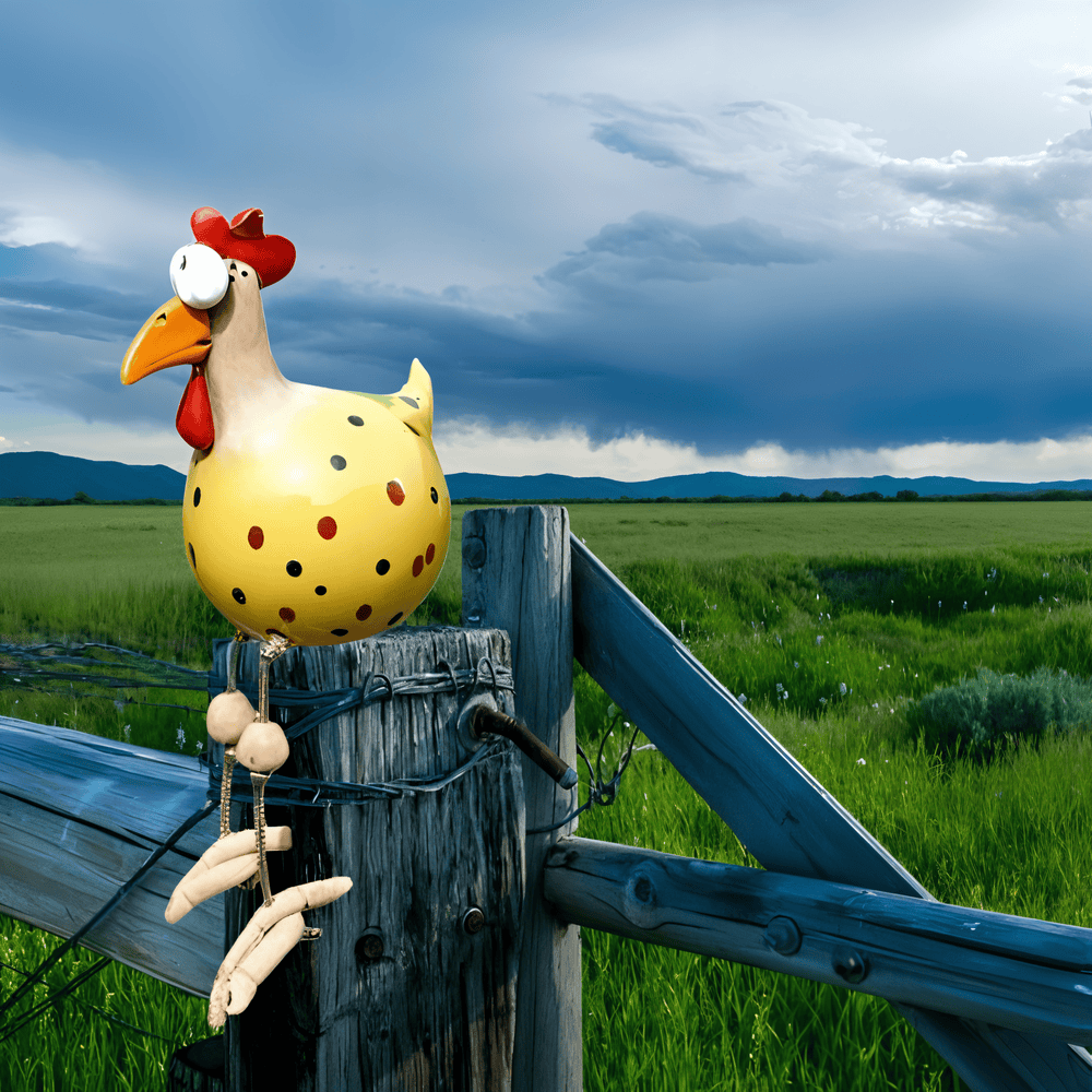 Statue De Coq Aux Grands Yeux — Décoration Originale & Détails Amusants