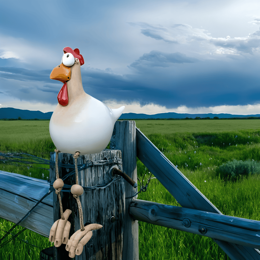 Statue De Coq Aux Grands Yeux — Décoration Originale & Détails Amusants