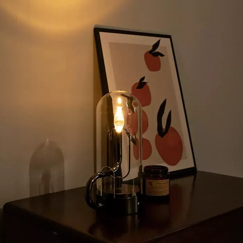 Lampă de masă — Iluminare caldă efect flacără 