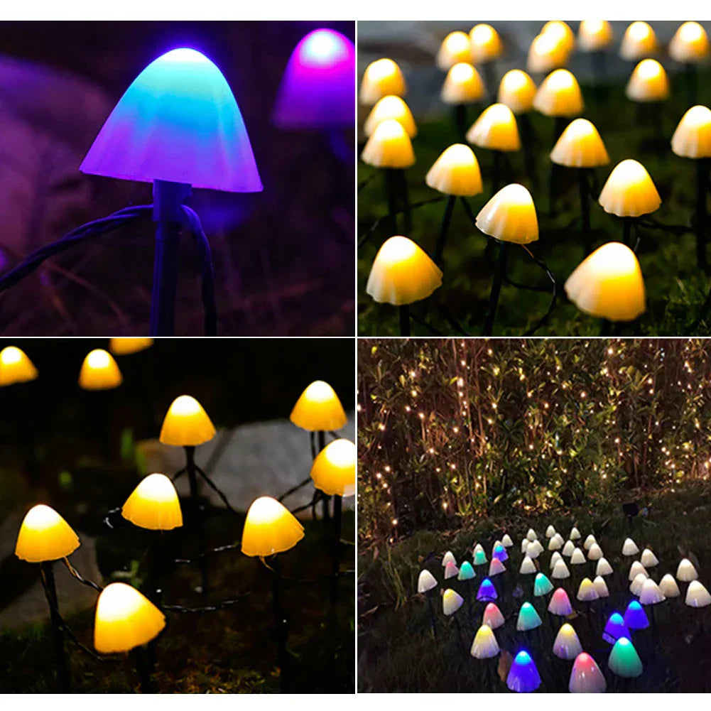 Guirlanda Luminosa de Cogumelos Solares — Encanto Noturno & Energia Limpa 