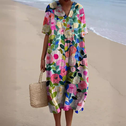 Sabrine | Midi-jurk Dames – Lichtheid En Zomerse Geest 
