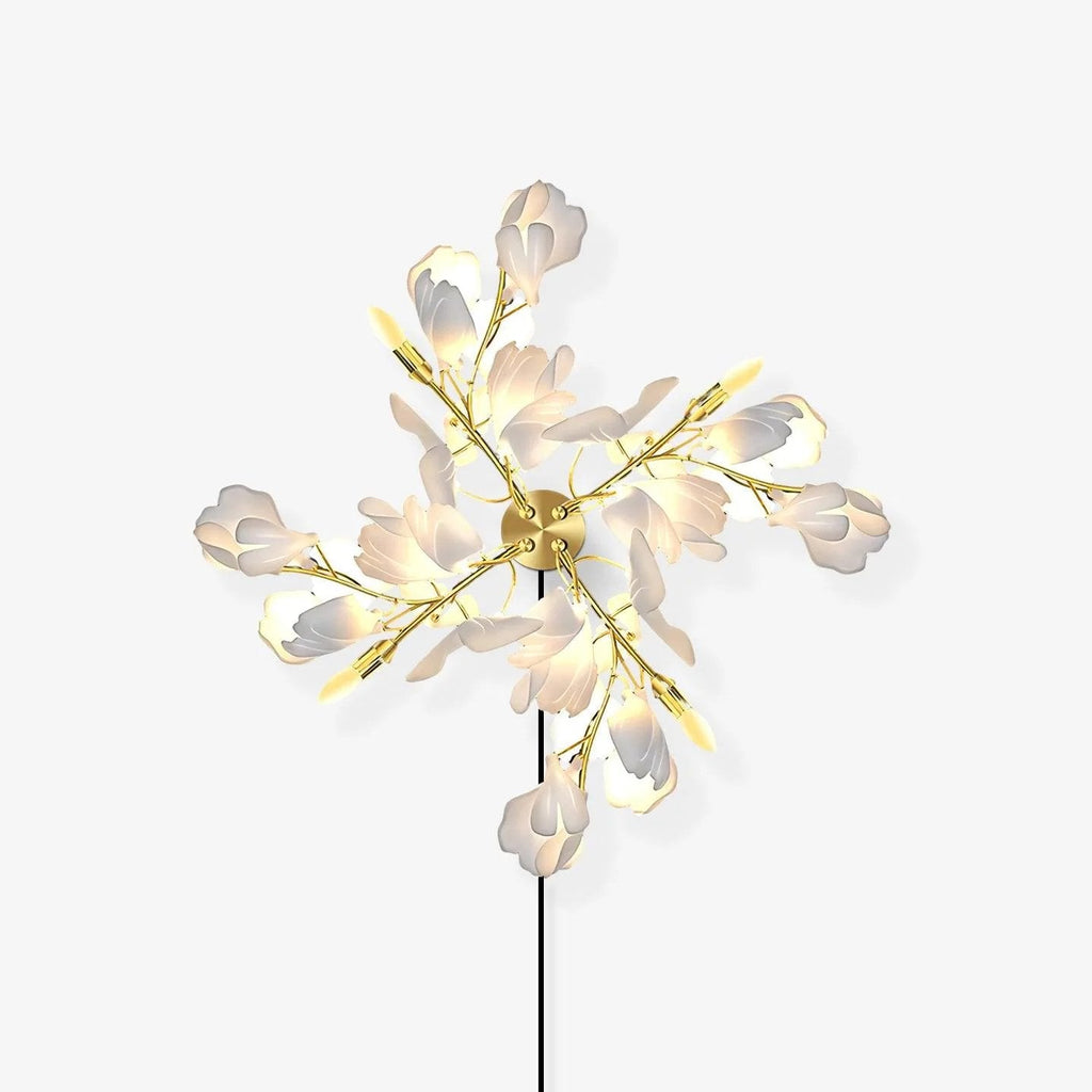 Blommig vägglampa - Gyllene elegans & Mjukt ljus