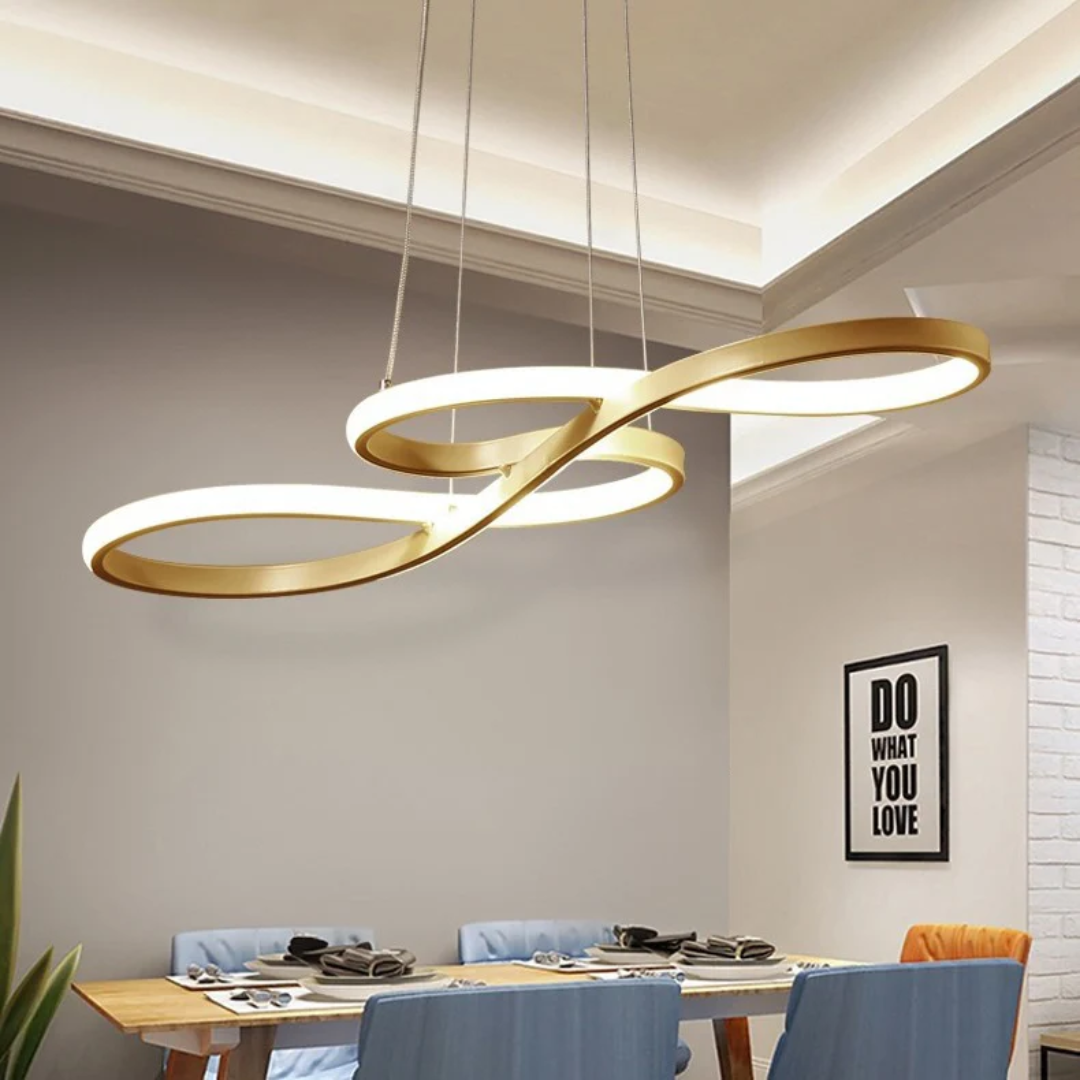 Nowoczesny żyrandol LED w kształcie pierścieni – elegancki i futurystyczny design 