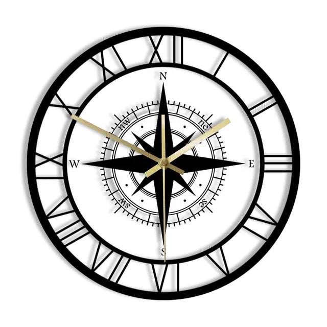 Horloge Murale Boussole Nautique – Touche Décorative Chic Et Fonctionnelle
