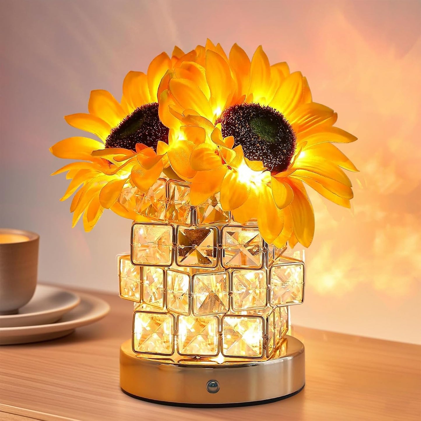 Lámpara de Mesa Girasol – Luz Cálida y Decorativa 