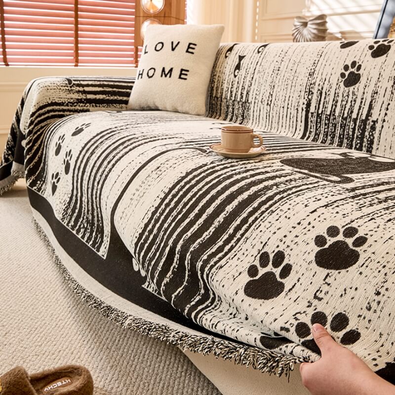 Housse De Canapé Antidérapante Avec Motif Pattes – Protection Et Confort