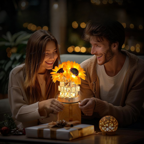 Lámpara de Mesa Girasol – Luz Cálida y Decorativa 