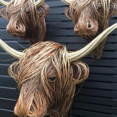 Braided Cow Head – Natural Wall Art 