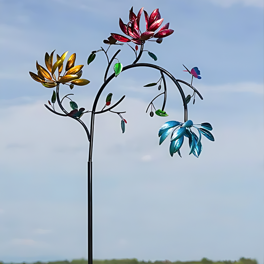 Éolienne Florale De Jardin – Décoration Tournante et Colorée