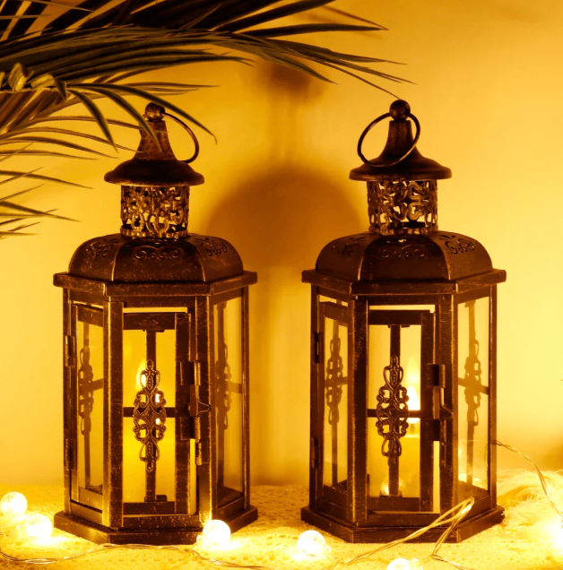 Farol Porta-Vela De Hierro Negro Estilo Escandinavo 